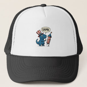 Funny Patriotic T-Rex Firework Shirt Design_1 Trucker Hat