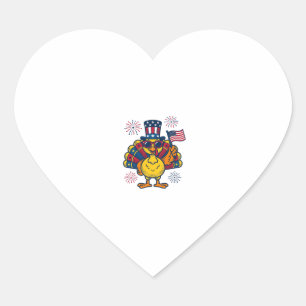 Funny Patriotic Turkey Fireworks Vintage Shirt_1 Heart Sticker