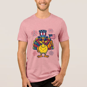 Funny Patriotic Turkey Fireworks Vintage Shirt_1 Tri-Blend Shirt