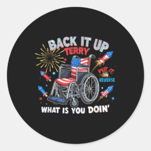 Funny Patriotic Wheelchair Fireworks 4th Of July H Classic Round Sticker