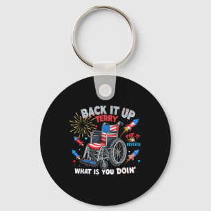 Funny Patriotic Wheelchair Fireworks 4th Of July H Keychain