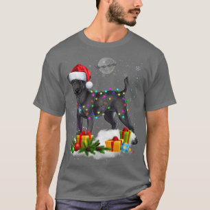 Funny Patterdale Terrier Dog Christmas Lights Sant T-Shirt