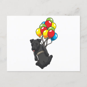 Funny Patterdale Terrier Dog With Balloons Postcard