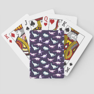 Funny pattern neon colour dino comic dinosaur playing cards