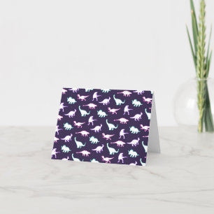 Funny pattern neon colour dino comic dinosaur thank you card