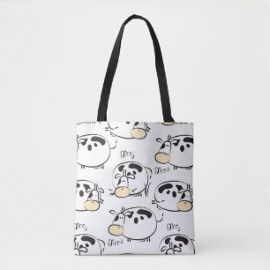 Funny pattern with childish animals. Vintage clip- Tote Bag