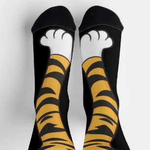 Funny paw cat tiger leg Feet Socks Knee Animal 