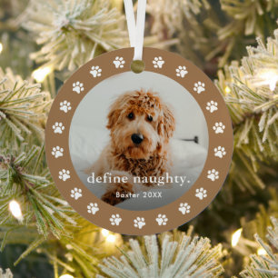 Funny Paw print 2 Photo Pet Christmas Metal Ornament