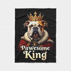 Funny Pawesome English Bulldog King Dog Art  Fleece Blanket