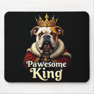 Funny Pawesome English Bulldog King Dog Art  Mouse Pad