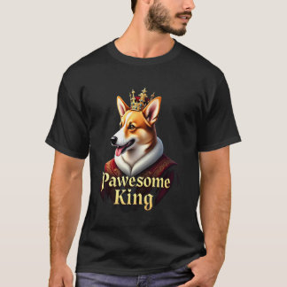 Funny Pawesome Welsh Corgi King Dog Art T-Shirt