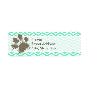 Funny Pawprint on Aquamarine Chevron