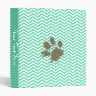 Funny Pawprint on Aquamarine Chevron Binder