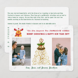 Funny Pawsitive Rudolph 2 Photos Cute Modern Holiday Card