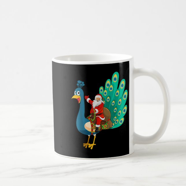Funny Pea Bird Lover Santa Riding Pea Christmas  Coffee Mug (Right)