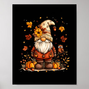 Funny Peace Gnome Halloween Thanksgiving Pumpkin A Poster