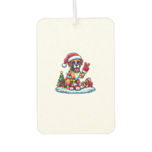 Funny Peace Hand Boxer Dog Christmas Lights Womens Air Freshener