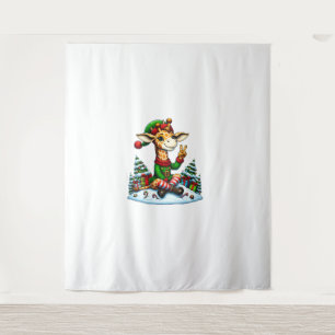 Funny Peace Hand Giraffe Elf Christmas Womens Mens Tapestry