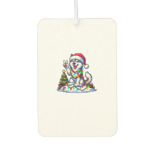 Funny Peace Hand Husky Christmas Lights Womens Men Air Freshener