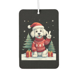 Funny Peace Hand Maltese Christmas Lights Womens M Air Freshener