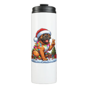Funny Peace Hand Mastiff Christmas Lights Womens M Thermal Tumbler