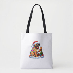 Funny Peace Hand Mastiff Christmas Lights Womens M Tote Bag