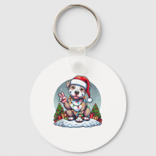 Funny Peace Hand Pitbull Christmas Lights Womens M Keychain