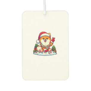 Funny Peace Hand Pomeranian Christmas Lights Women Air Freshener