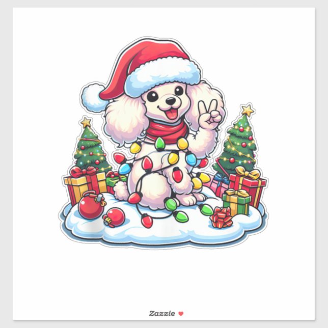 Funny Peace Hand Poodle Christmas Lights Womens Me (Sheet)