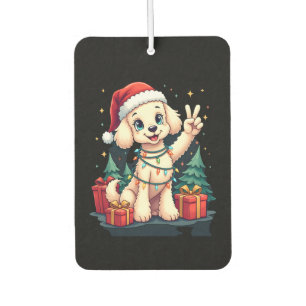 Funny Peace Hand Poodle Christmas Lights Womens Me Air Freshener