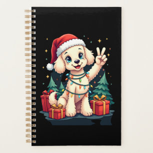 Funny Peace Hand Poodle Christmas Lights Womens Me Planner