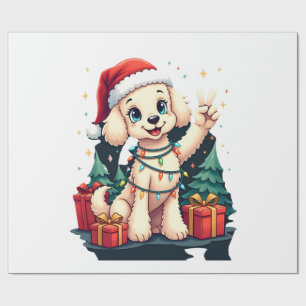 Funny Peace Hand Poodle Christmas Lights Womens Me Wrapping Paper