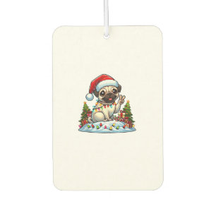 Funny Peace Hand Pug Christmas Lights Womens Mens Air Freshener