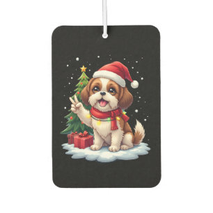 Funny Peace Hand Shih Tzu Christmas Lights Womens  Air Freshener