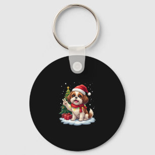 Funny Peace Hand Shih Tzu Christmas Lights Womens  Keychain