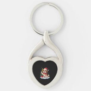 Funny Peace Hand Shih Tzu Christmas Lights Womens  Keychain