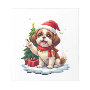 Funny Peace Hand Shih Tzu Christmas Lights Womens  Notepad
