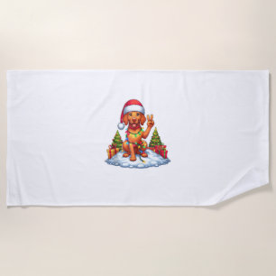 Funny Peace Hand Vizsla Christmas Lights Womens Me Beach Towel