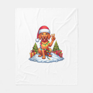 Funny Peace Hand Vizsla Christmas Lights Womens Me Fleece Blanket
