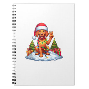 Funny Peace Hand Vizsla Christmas Lights Womens Me Notebook