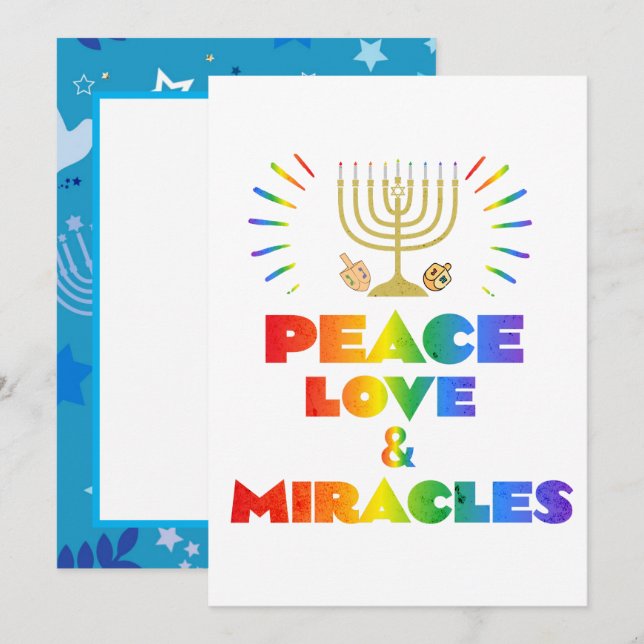 Funny peace love and miracle Hanukkah  Invitation (Front/Back)