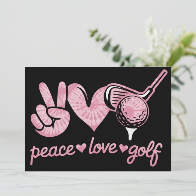 Funny Peace Love Golf Player Sport Lovers  Invitation (Standing Front)