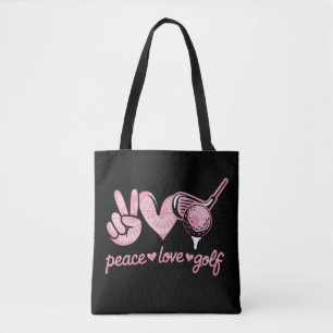 Funny Peace Love Golf Player Sport Lovers Tote Bag
