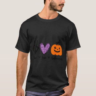 Funny Peace Love Halloween Black Cat T-Shirt
