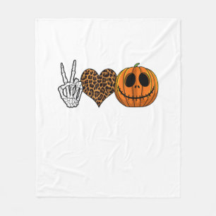 Funny Peace Love Halloween T-Shirt Fleece Blanket