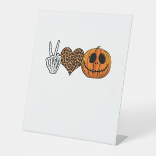 Funny Peace Love Halloween T-Shirt Pedestal Sign