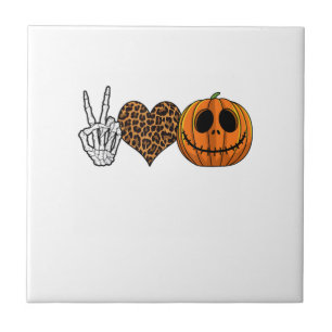 Funny Peace Love Halloween T-Shirt Tile