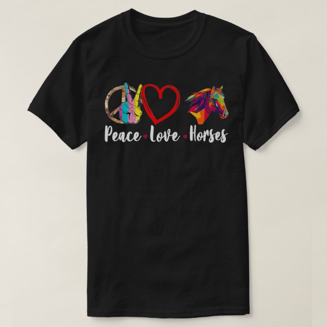 Funny Peace Love Horses Graphic  T-Shirt (Design Front)
