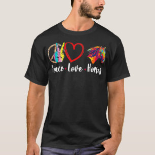 Funny Peace Love Horses Graphic  T-Shirt