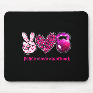 Funny Peace Love Workout Gym Lifting Gymer Valenti Mouse Pad